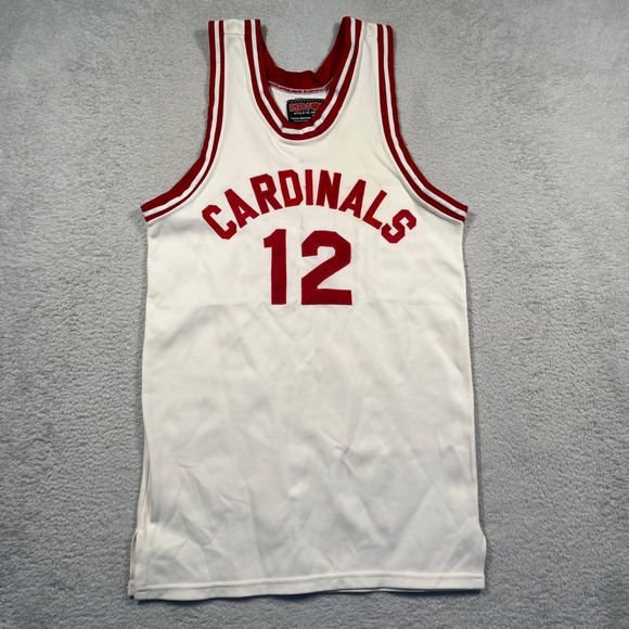 Vintage Red Fox‎ Cardinals Basketball Jersey Number 12 White Red S Made in USA - Picture 1 of 8